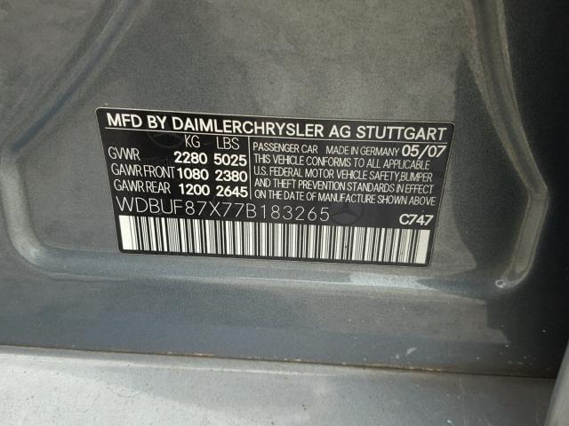 WDBUF87X77B183265 - 2007 MERCEDES-BENZ E 350 4MAT BLUE photo 10