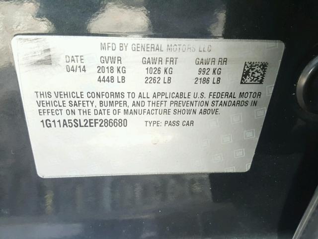 1G11A5SL2EF286680 - 2014 CHEVROLET MALIBU LS 灰色 照片 10