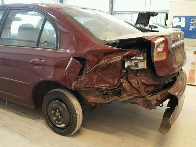 2HGES16522H544329 - 2002 HONDA CIVIC LX MAROON photo 9