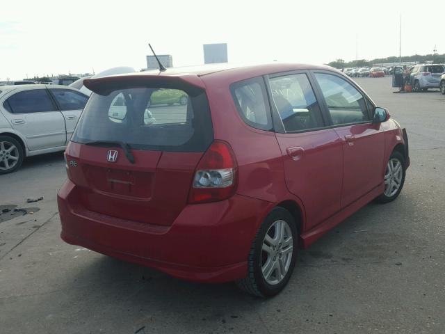 JHMGD38627S042289 - 2007 HONDA FIT S RED photo 4