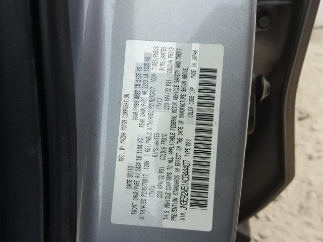 JM3ER2W51A0344407 - 2010 MAZDA CX-7 SILVER photo 10