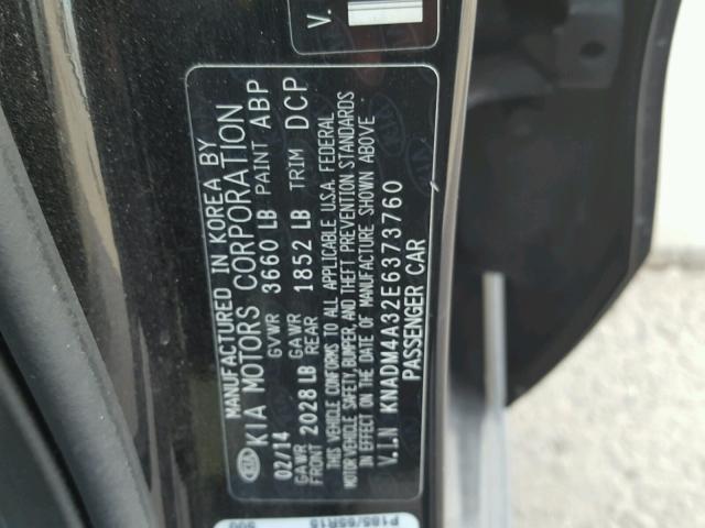 KNADM4A32E6373760 - 2014 KIA RIO LX Սև լուսանկար 10