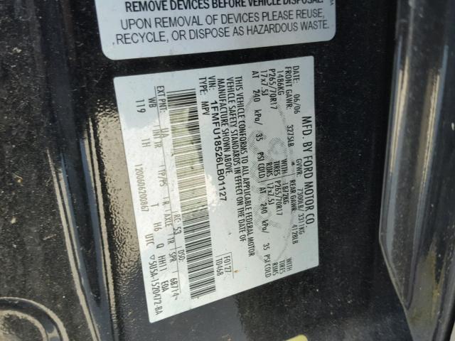 1FMFU18526LB01127 - 2006 FORD EXPEDITION BLACK photo 10