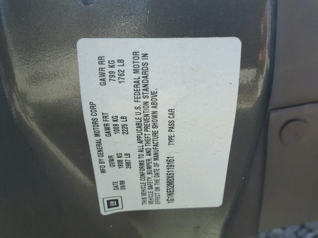 1G1NE52M8X6119161 - 1999 CHEVROLET MALIBU LS ყავისფერი ფოტო 10