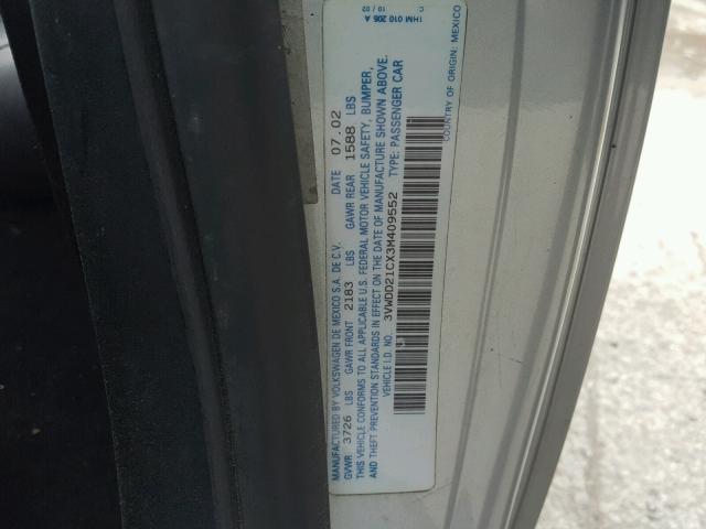 3VWDD21CX3M409552 - 2003 VOLKSWAGEN NEW BEETLE 银色 照片 10