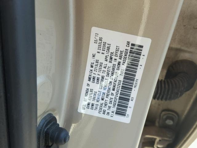 1HGCR2F54DA202908 - 2013 HONDA ACCORD SPO TAN photo 10