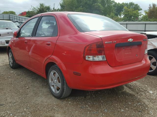 KL1TD52625B403285 - 2005 CHEVROLET AVEO BASE Қызыл фото 3