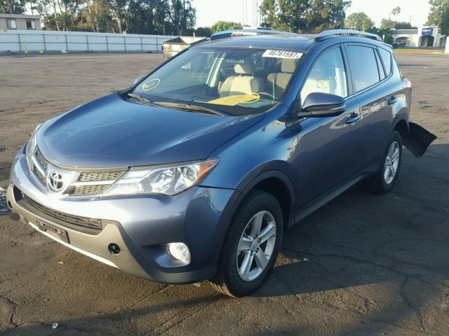 2T3WFREV8EW099784 - 2014 TOYOTA RAV4 XLE BLUE photo 2