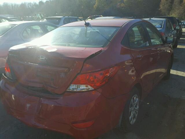 KMHCT4AE6CU140326 - 2012 HYUNDAI ACCENT GLS RED photo 4