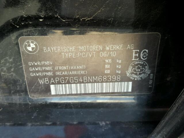 WBAPG7G54BNM68398 - 2011 BMW 323 I BLACK photo 10