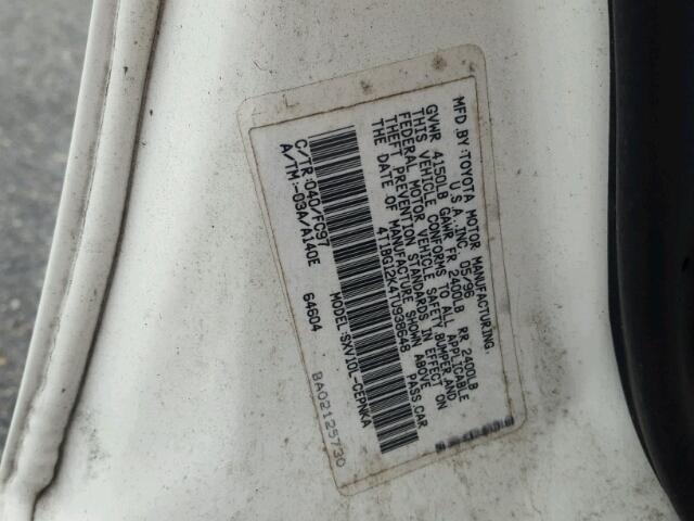 4T1BG12K4TU938648 - 1996 TOYOTA CAMRY DX WHITE photo 10