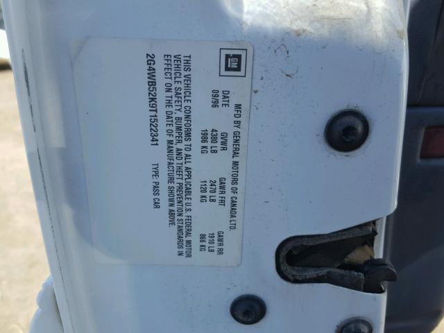 2G4WB52K9T1522341 - 1996 BUICK REGAL CUST WHITE photo 10