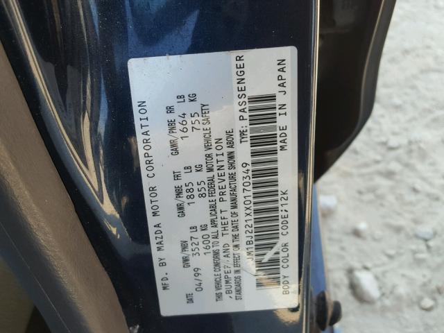 JM1BJ221XX0170349 - 1999 MAZDA PROTEGE ES 蓝色 照片 10