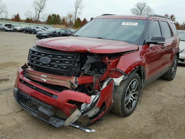 1FM5K8GT3GGC32538 - 2016 FORD EXPLORER S RED photo 2