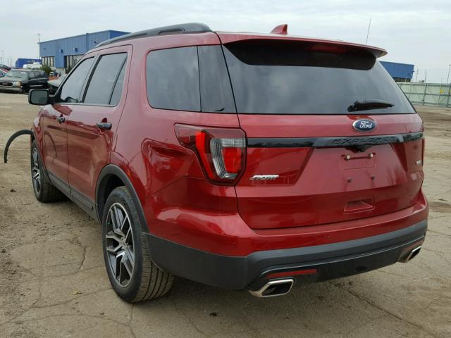 1FM5K8GT3GGC32538 - 2016 FORD EXPLORER S RED photo 3