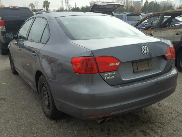 3VW1K7AJ1DM301133 - 2013 VOLKSWAGEN JETTA BASE GRAY photo 3