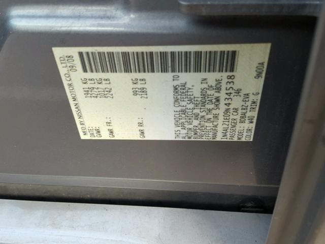 1N4AL21E09N434538 - 2009 NISSAN ALTIMA 2.5 GRAY photo 10