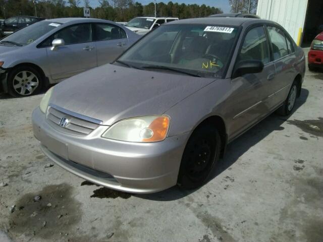 1HGES16502L021670 - 2002 HONDA CIVIC LX TAN photo 2