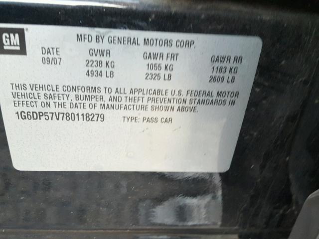 1G6DP57V780118279 - 2008 CADILLAC CTS HI FEA BLACK photo 10