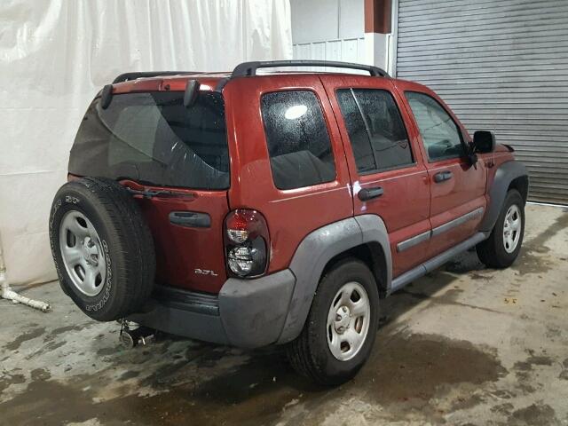 1J4GL48K47W671630 - 2007 JEEP LIBERTY SP RED photo 4