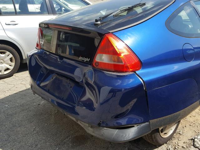 JHMZE14702T001378 - 2002 HONDA INSIGHT BLUE photo 9