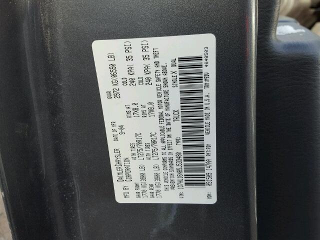 1D7HU16N85J533480 - 2005 DODGE RAM 1500 S GRAY photo 10