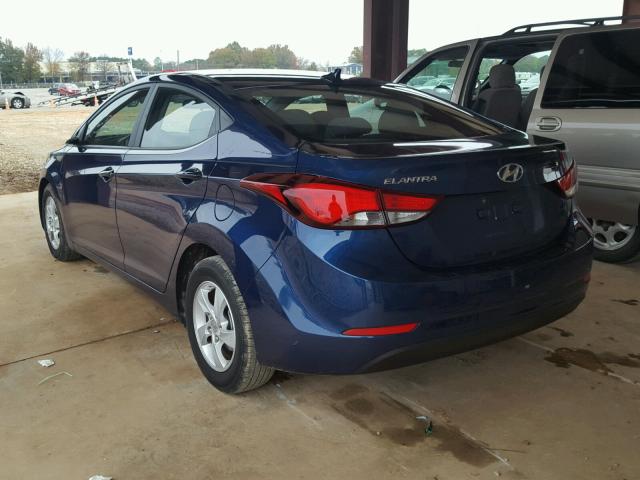 5NPDH4AE9FH615752 - 2015 HYUNDAI ELANTRA SE BLUE photo 3