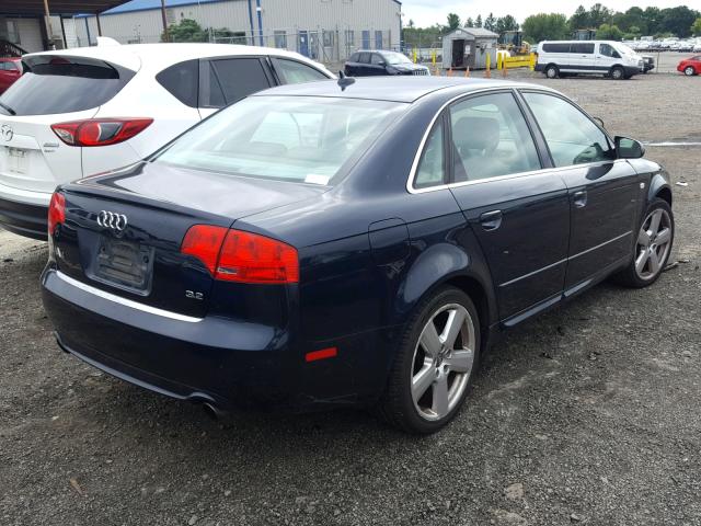 WAUAH78E38A051808 - 2008 AUDI A4 3.2 BLUE photo 4