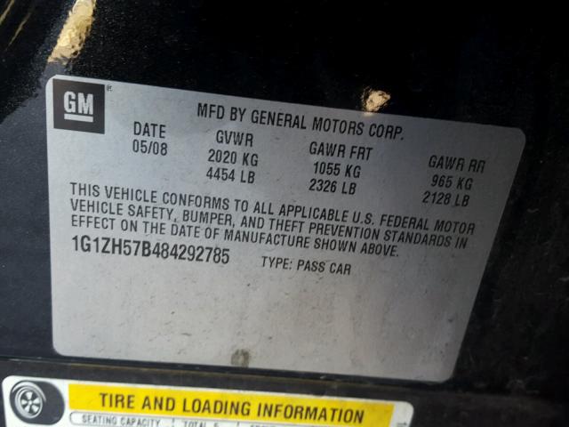 1G1ZH57B484292785 - 2008 CHEVROLET MALIBU 1LT 黑色 照片 10