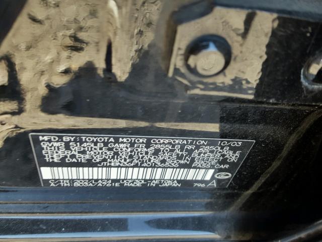 JTHBN36F140136536 - 2004 LEXUS LS 430 BLACK photo 10