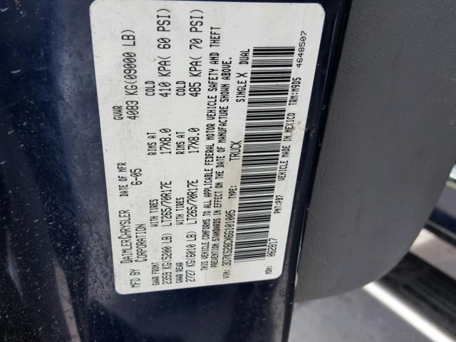 3D7KS28CX6G101005 - 2006 DODGE RAM 2500 S ლურჯი ფოტო 10