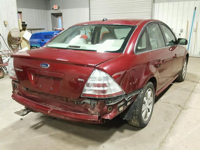 1FAHP24W78G103434 - 2008 FORD TAURUS SEL MAROON photo 4