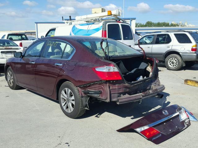 1HGCR2F37EA300170 - 2014 HONDA ACCORD LX MAROON photo 3