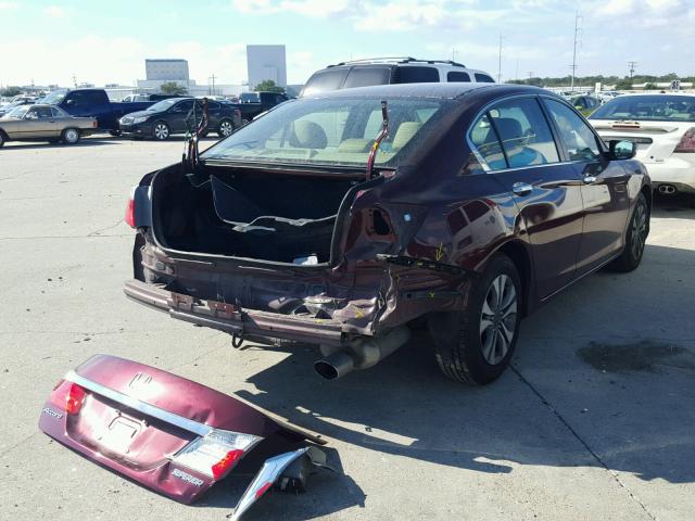 1HGCR2F37EA300170 - 2014 HONDA ACCORD LX MAROON photo 4