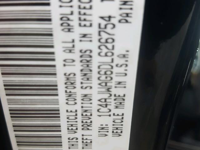 1C4AJWAG6DL626754 - 2013 JEEP WRANGLER S 黑色 照片 10