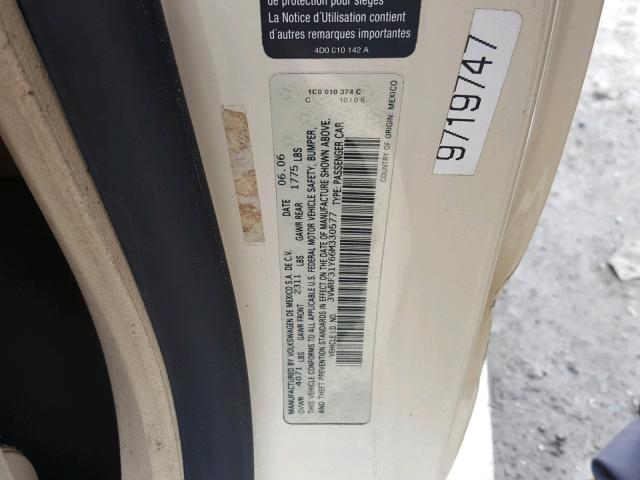 3VWRF31Y66M330577 - 2006 VOLKSWAGEN NEW BEETLE Krem foto 10