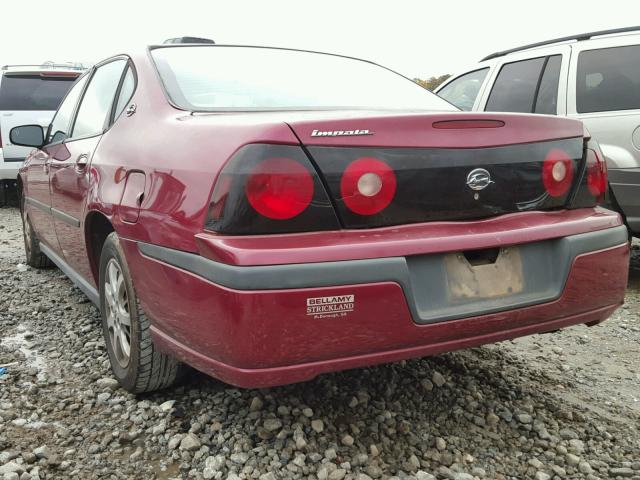 2G1WF52EX59341006 - 2005 CHEVROLET IMPALA BURGUNDY photo 3