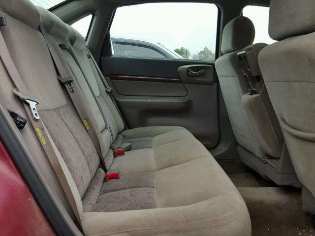 2G1WF52EX59341006 - 2005 CHEVROLET IMPALA BURGUNDY photo 6