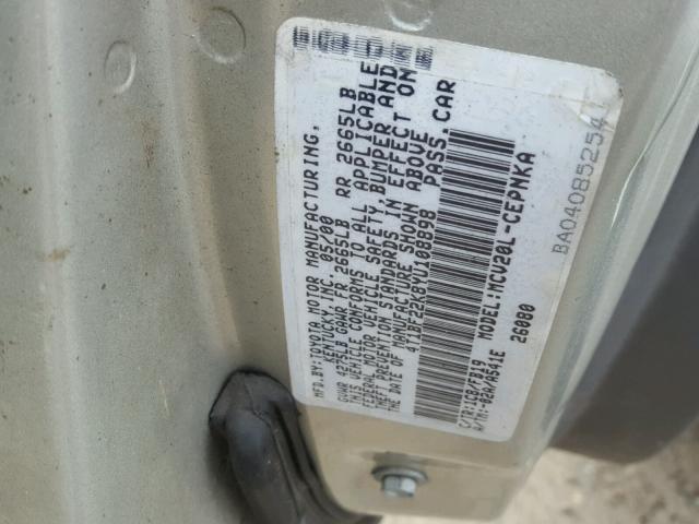 4T1BF22K8YU108898 - 2000 TOYOTA CAMRY LE SILVER photo 10