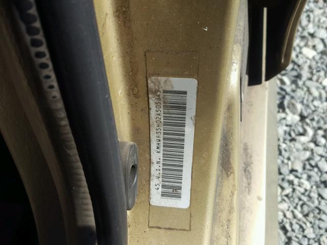 KMHWF35H02A505845 - 2002 HYUNDAI SONATA GLS GOLD photo 10