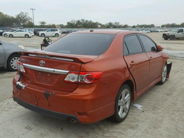 2T1BU4EE7DC073807 - 2013 TOYOTA COROLLA BA ORANGE photo 4