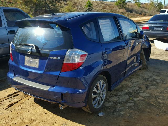 JHMGE8H52DC021207 - 2013 HONDA FIT SPORT BLUE photo 4