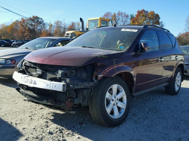 JN8AZ08W06W510992 - 2006 NISSAN MURANO MAROON photo 2