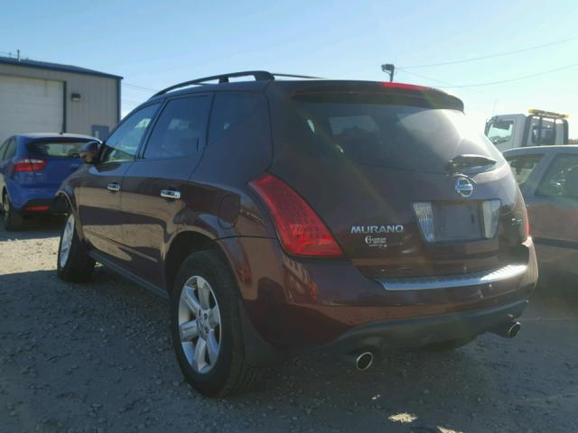 JN8AZ08W06W510992 - 2006 NISSAN MURANO MAROON photo 3