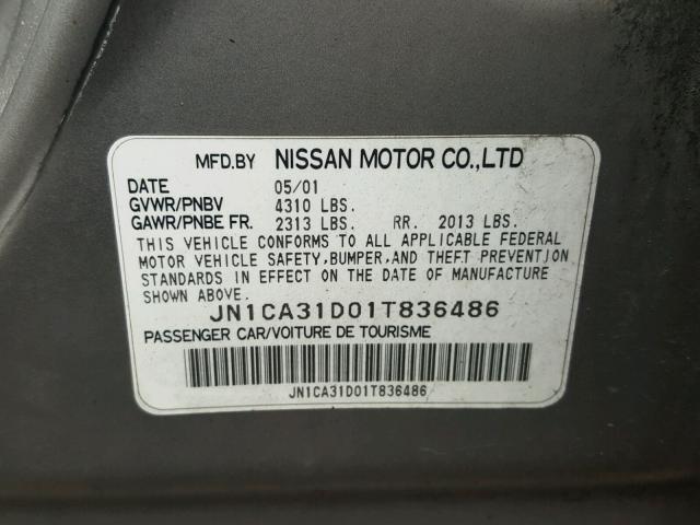 JN1CA31D01T836486 - 2001 NISSAN MAXIMA GXE SILVER photo 10