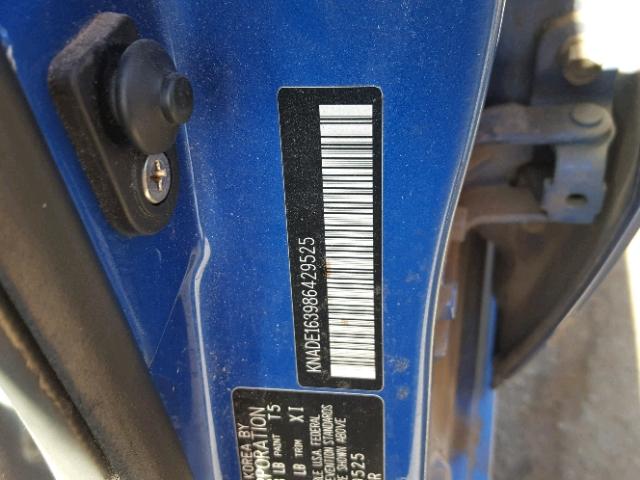 KNADE163986429525 - 2008 KIA RIO 5 SX BLUE photo 10