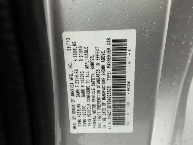 1HGCT1B76DA025829 - 2013 HONDA ACCORD EX SILVER photo 10