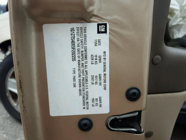 1G1ZT548X5F202255 - 2005 CHEVROLET MALIBU LS Qızıl foto 10