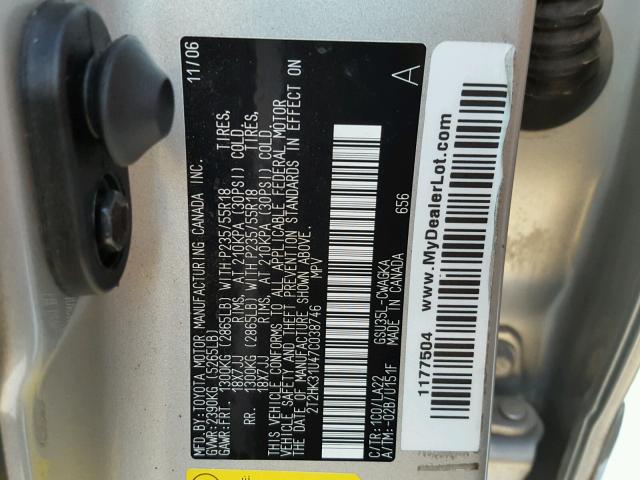 2T2HK31U47C038746 - 2007 LEXUS RX 350 SILVER photo 10