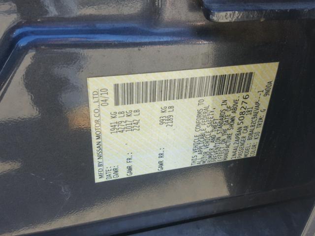 1N4AL2AP8AN508276 - 2010 NISSAN ALTIMA BAS GRAY photo 10